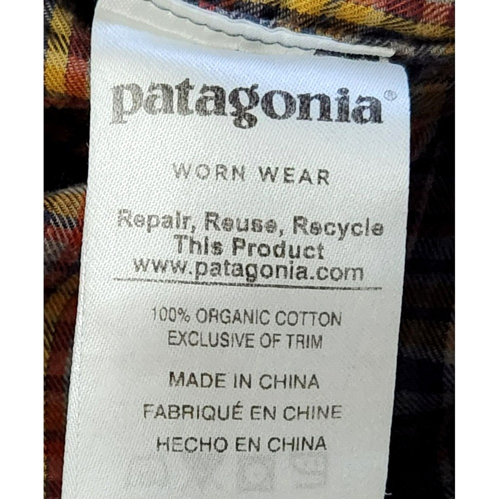 Patagonia Organic Cotton Shirt Men's Large Brown Striped Button Up Long Sleeve - Picture 4 of 8